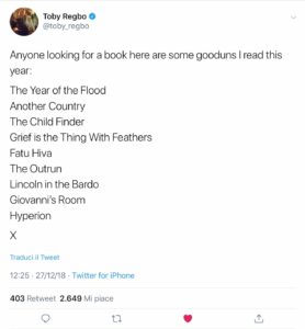 Toby Regbo Giovanni's Room Toby Regbo – Tweet 27/12/18