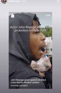 Toby Regbo: e BLM! From @tobyregbo Instagram Story - John Boyega (attore) - Protesta BLM a Londra